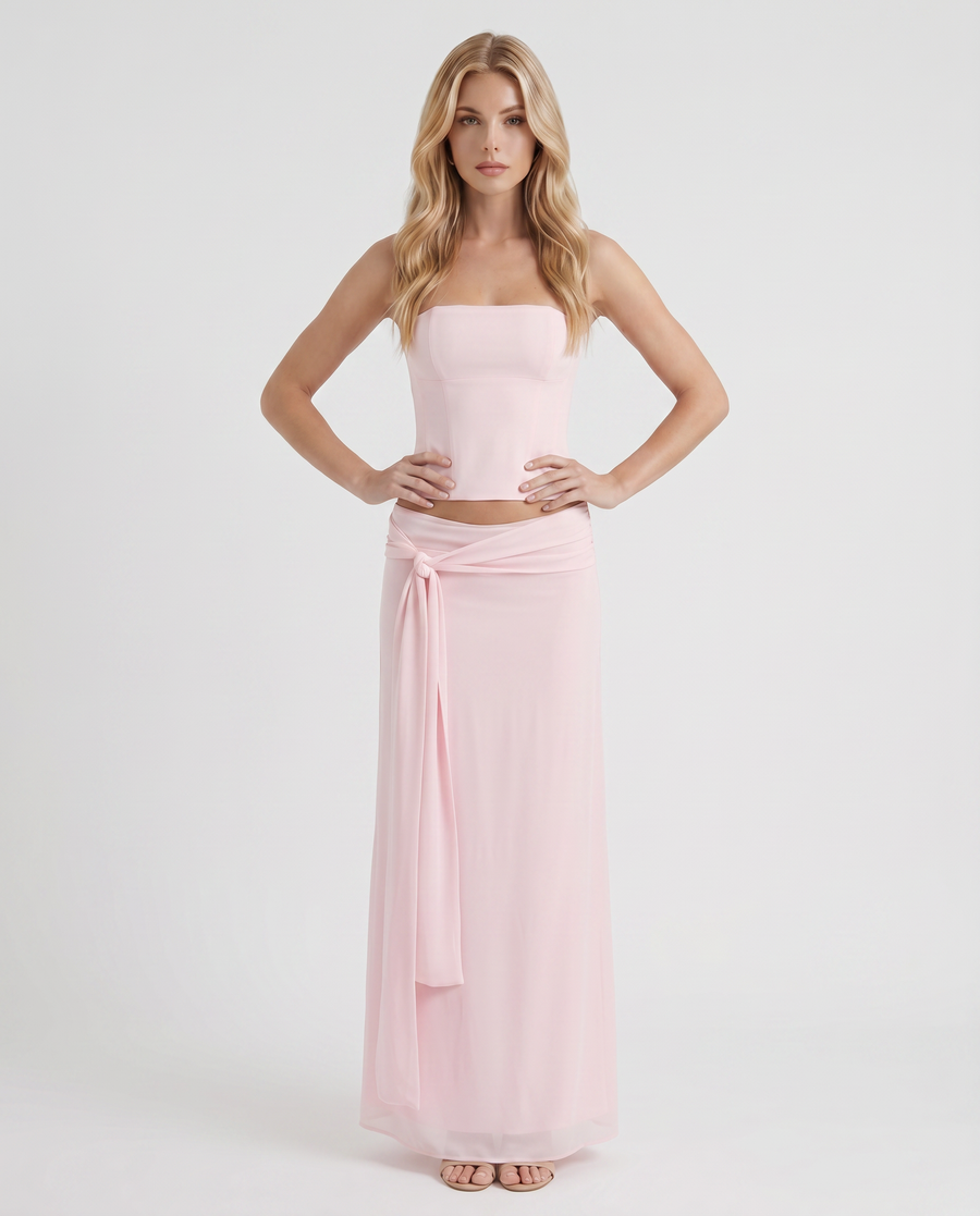 Charlotte Wrap Skirt Set - Blush
