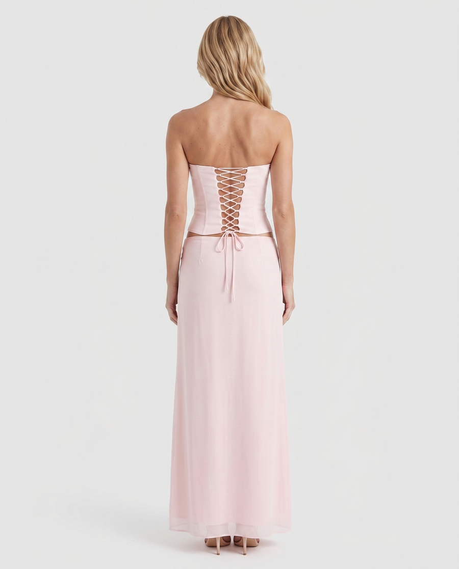 Charlotte Wrap Skirt Set - Blush