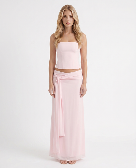 Charlotte Wrap Skirt Set - Blush