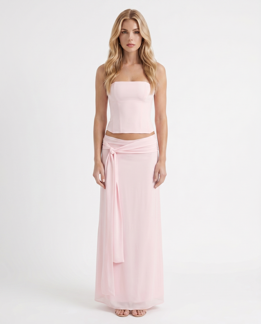 Charlotte Wrap Skirt Set - Blush