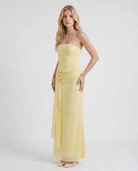 Charlotte Wrap Skirt Set - Lemon Polka Dot