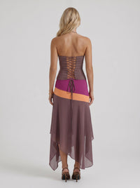 Cleo Skirt Set - Mauve & Orange