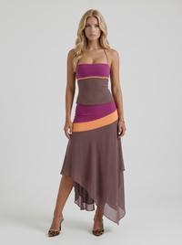 Cleo Skirt Set - Mauve & Orange