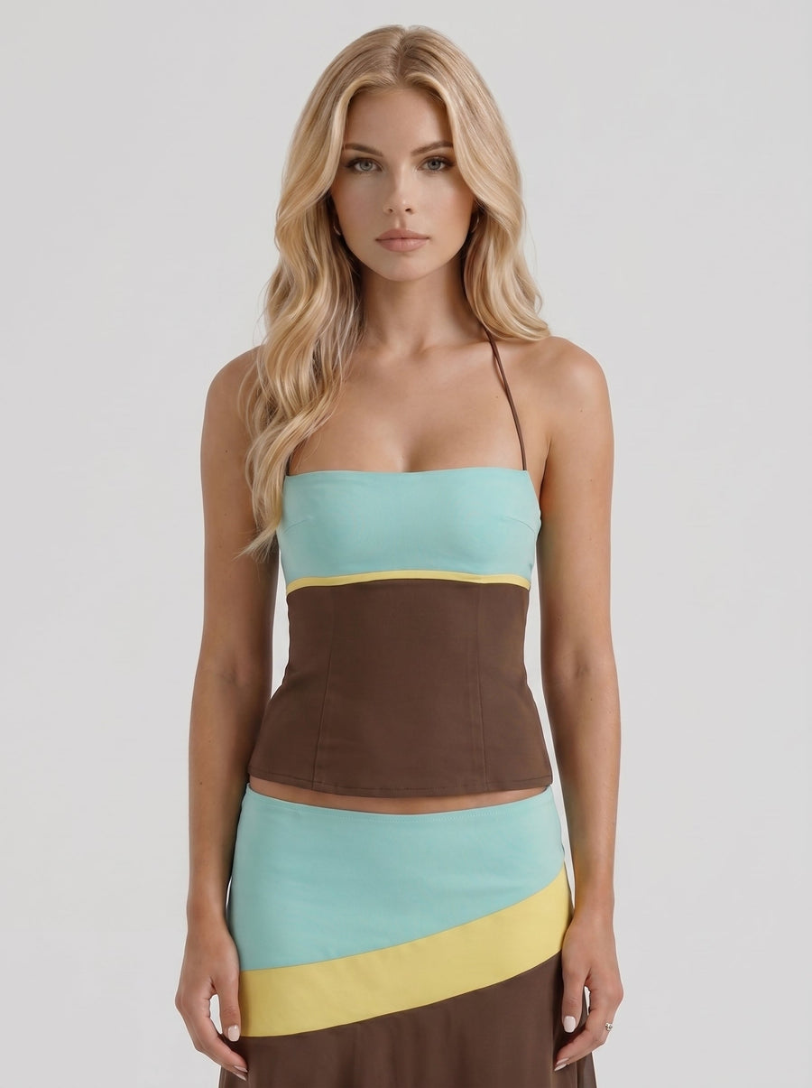 Cleo Skirt Set - Mocha & Mint