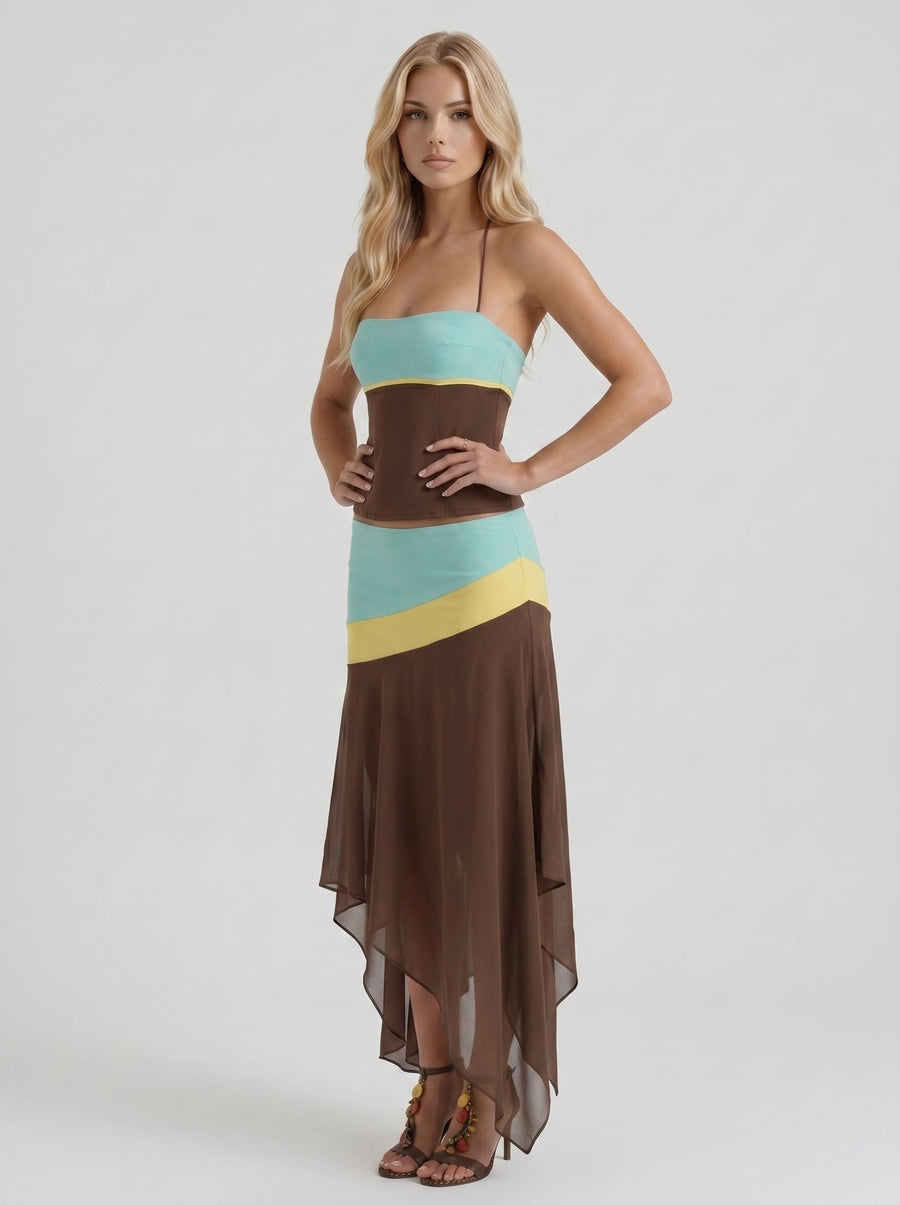 Cleo Skirt Set - Mocha & Mint