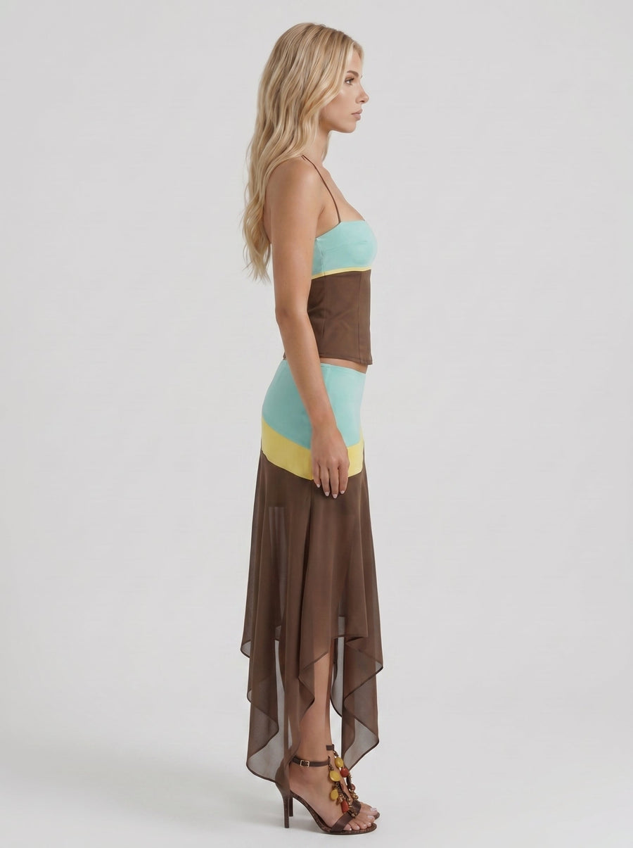 Cleo Skirt Set - Mocha & Mint