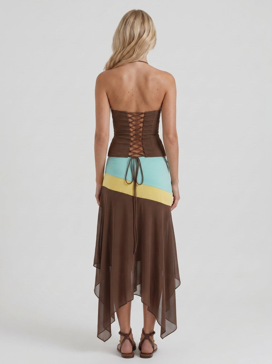 Cleo Skirt Set - Mocha & Mint