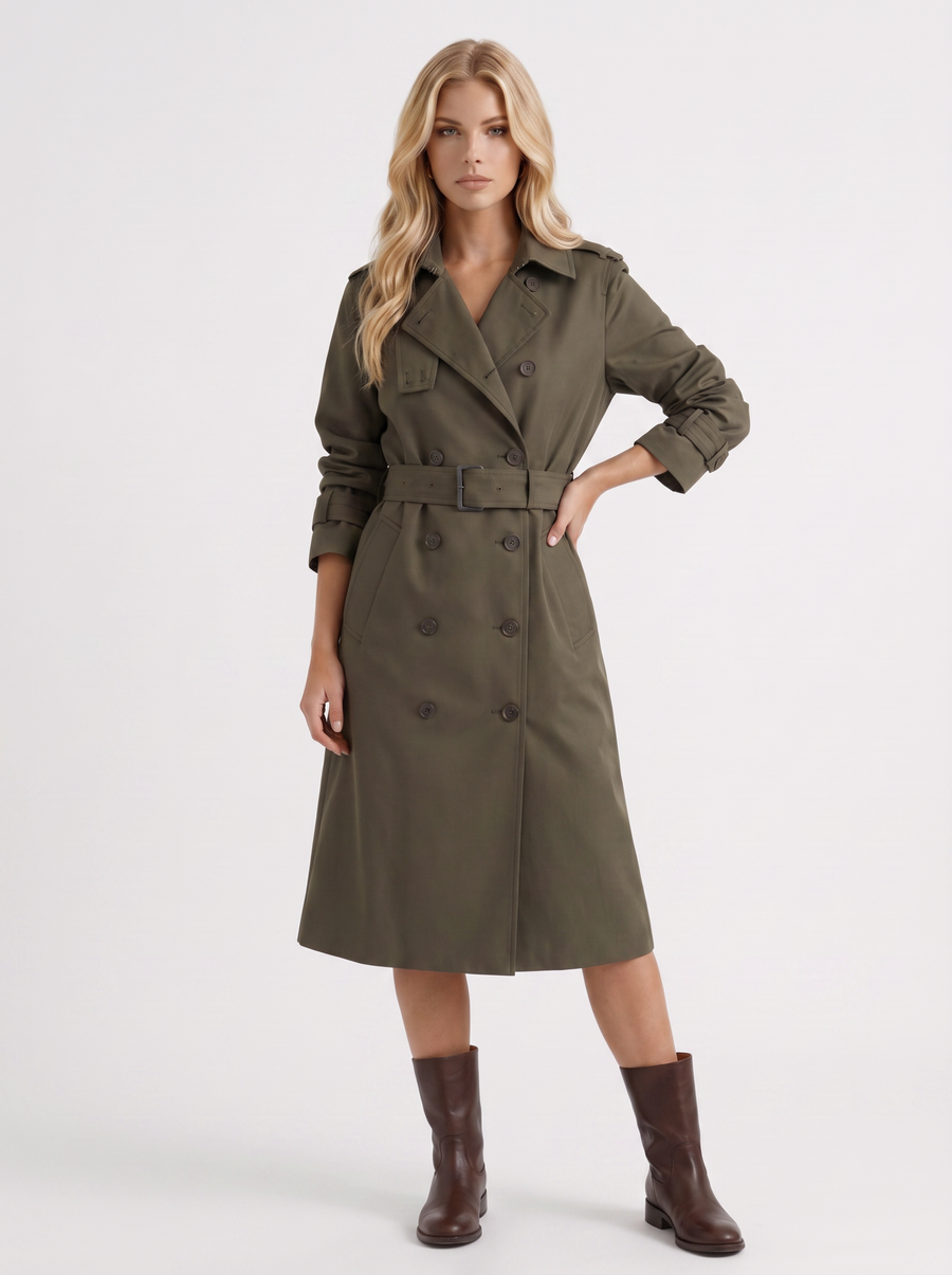 Edie Belted Coat - Dark Green