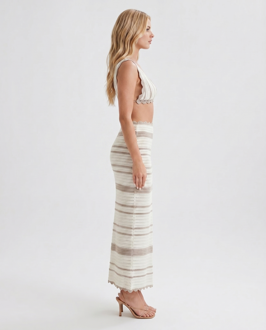 Hallie Striped Set - Khaki