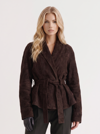 Hattie Shawl Jacket - Dark Brown