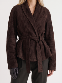 Hattie Shawl Jacket - Dark Brown