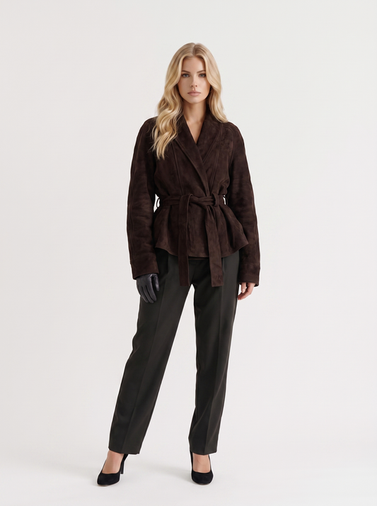 Hattie Shawl Jacket - Dark Brown