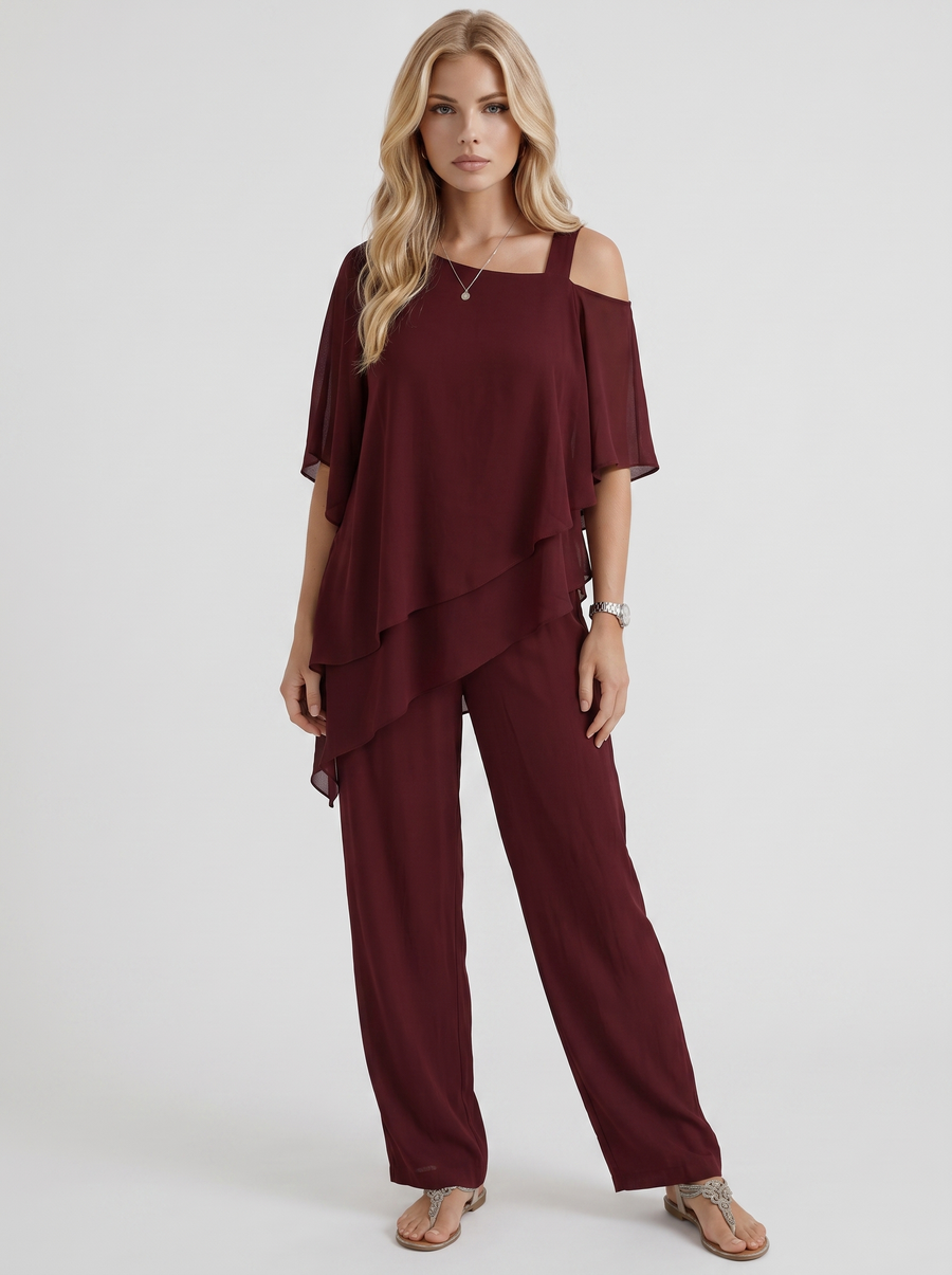 Ines Pants Set - Red