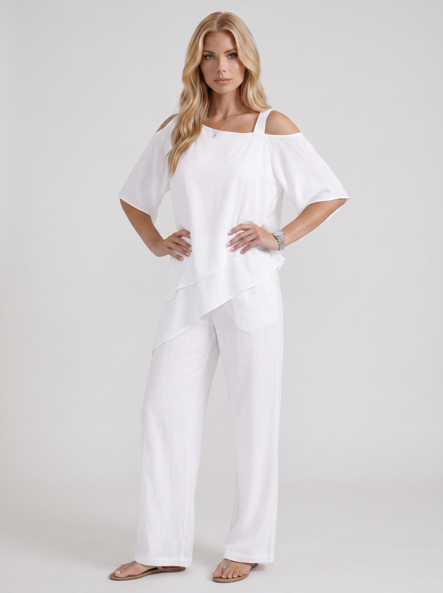 Ines Pants Set - White