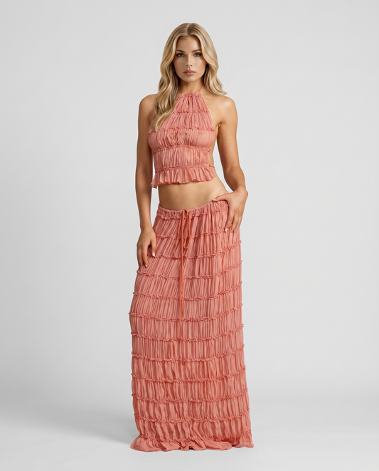 Juliette Halter Set - Peach