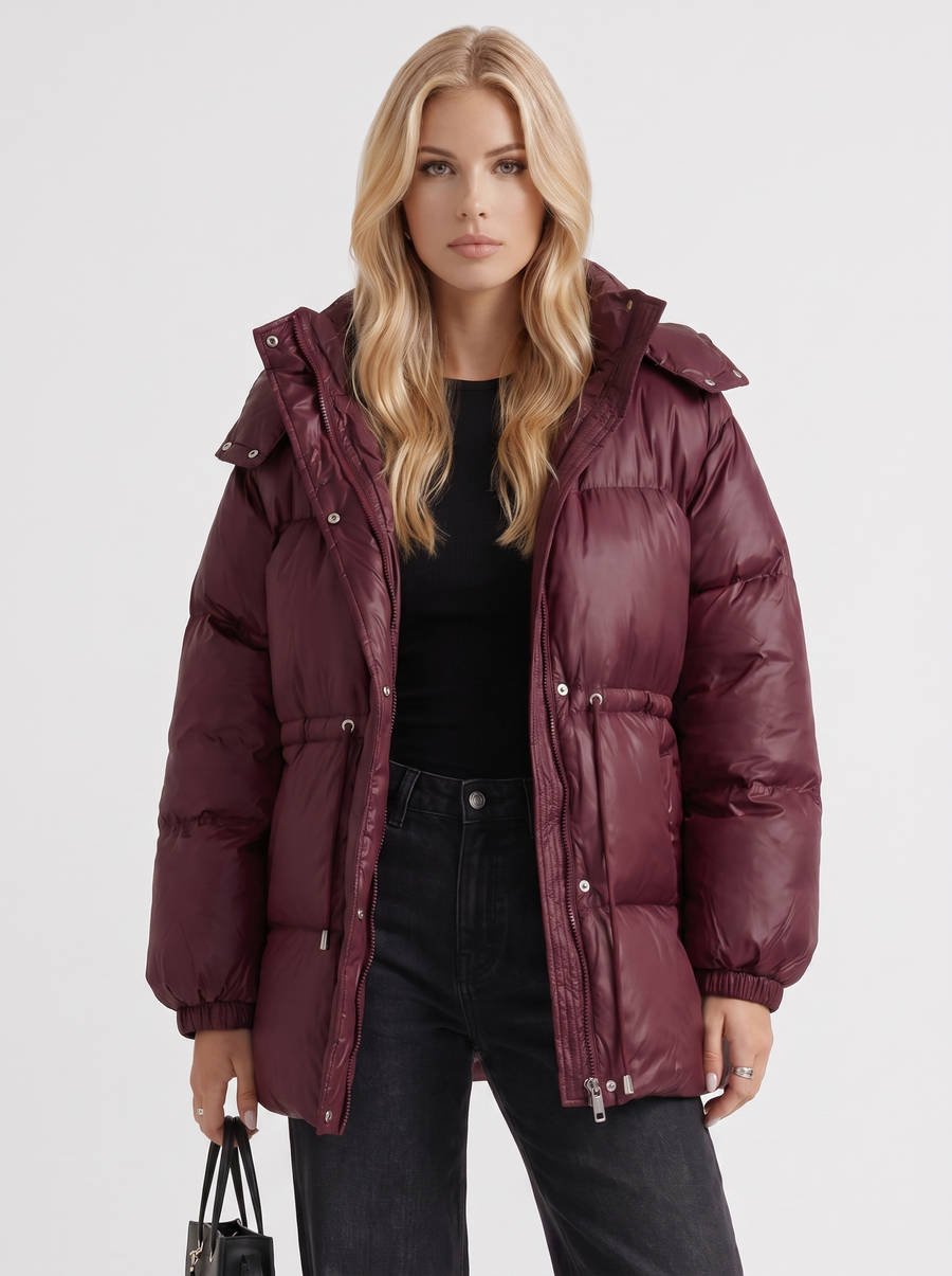 Lana Puffer Jacket - Wine Red