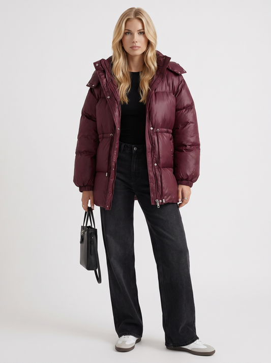 Lana Puffer Jacket - Wine Red