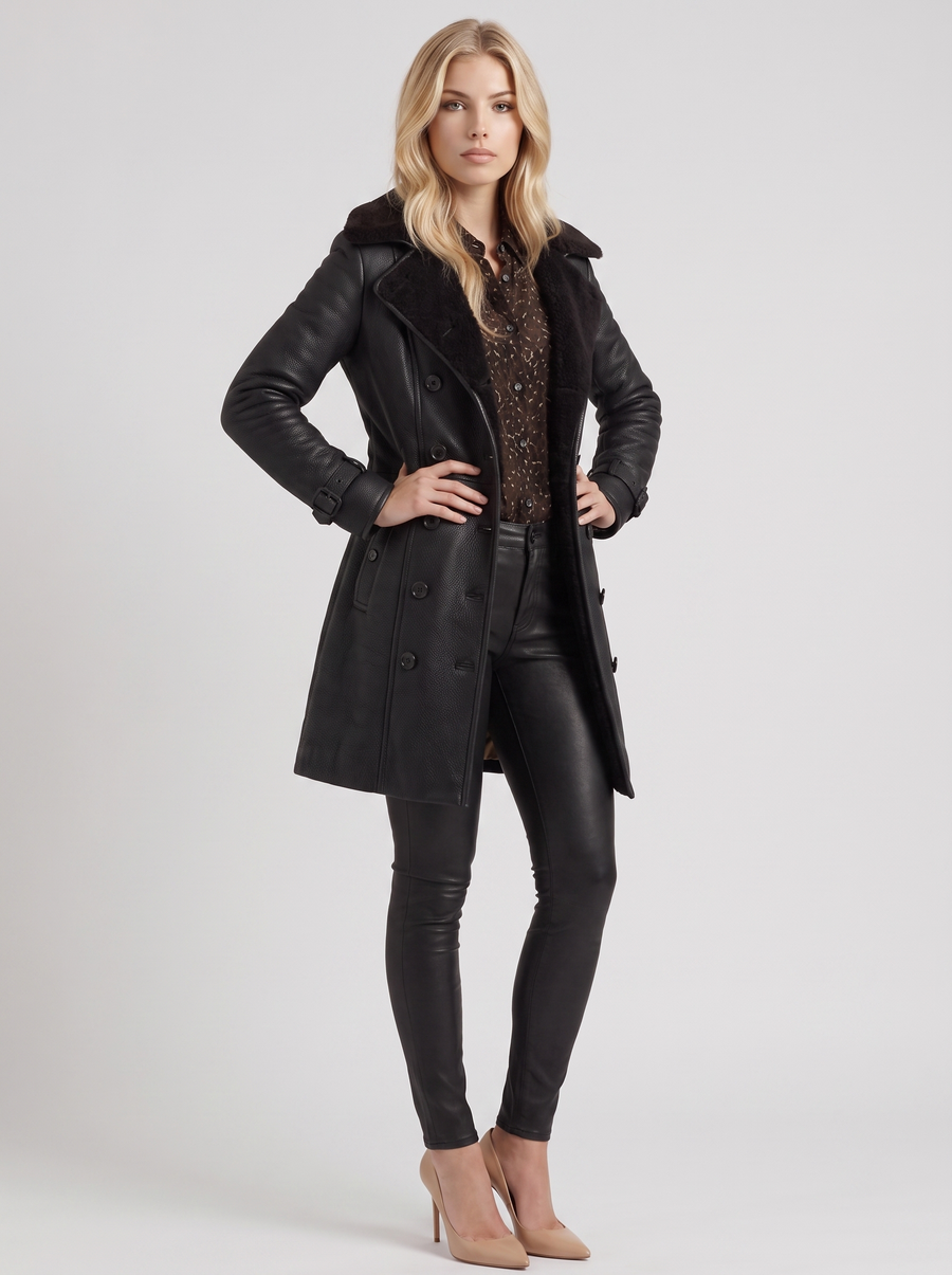 Nellie Shearling Coat - Black