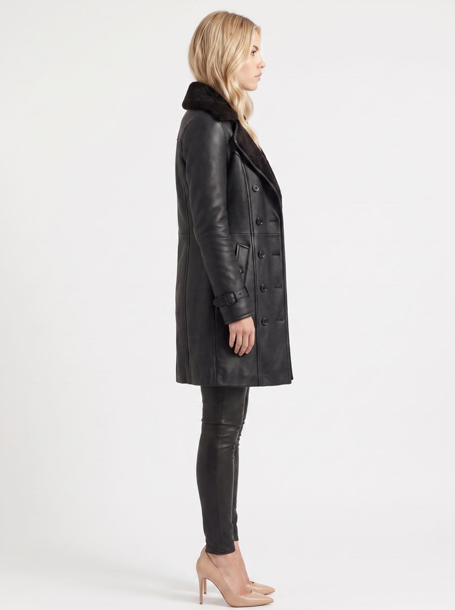 Nellie Shearling Coat - Black