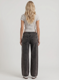Nora Low Rise Wide Leg Denim Jeans - Black Washed