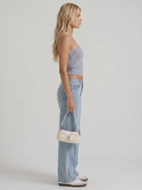 Nora Low Rise Wide Leg Denim Jeans - Blue Denim