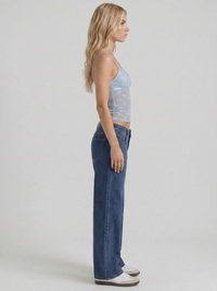Nora Low Rise Wide Leg Denim Jeans - Blue Washed