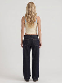 Nora Low Rise Wide Leg Denim Jeans - Indigo Blue Washed