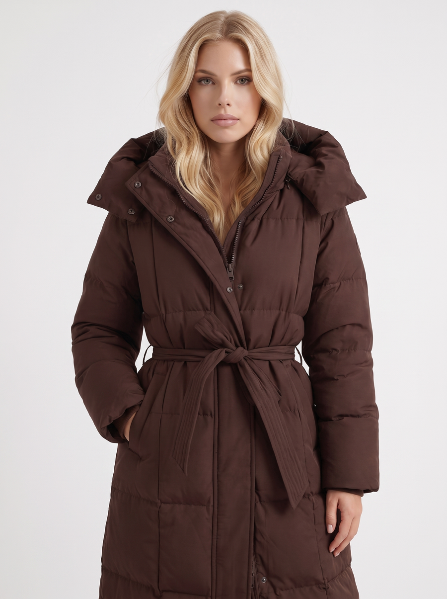 Olive Quilted Coat - Brown