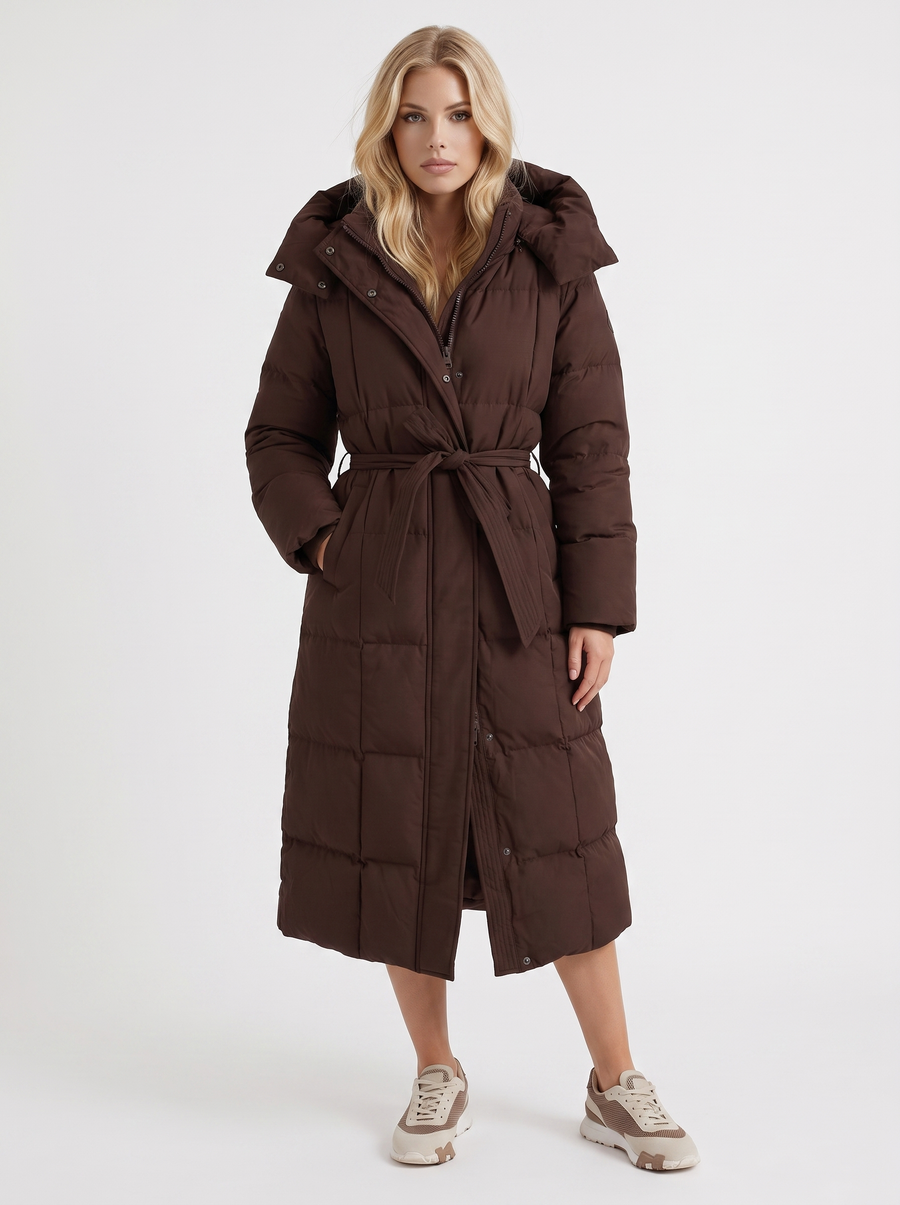 Olive Quilted Coat - Brown