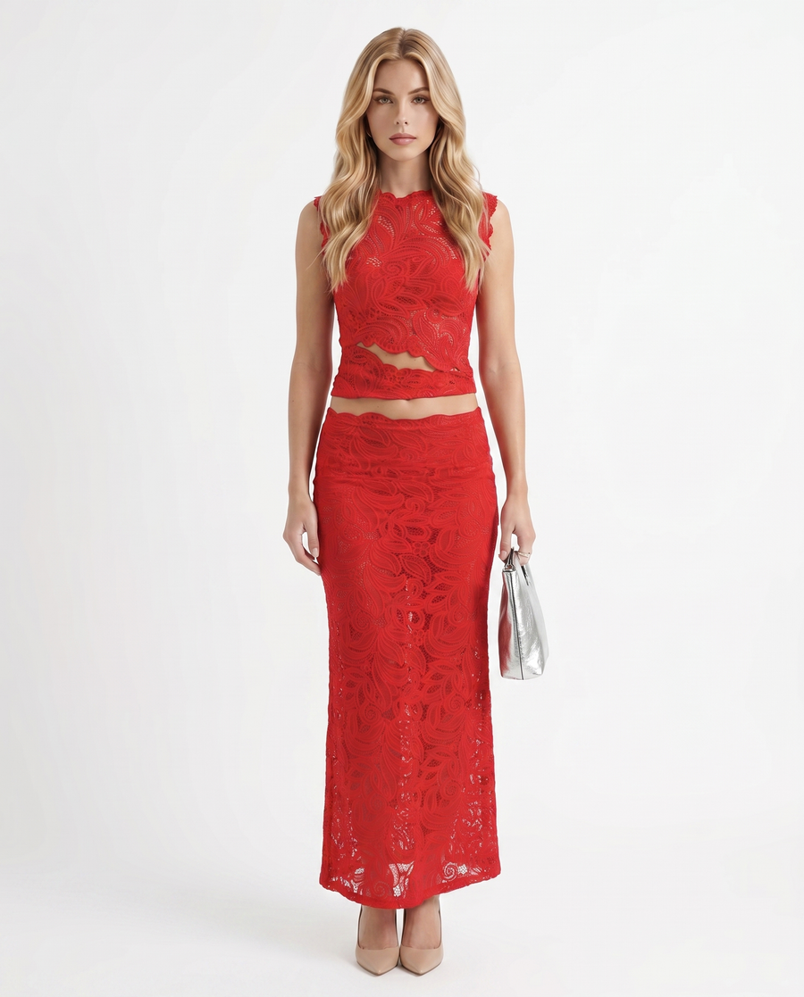 Rocelle Lace Set - Red