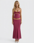 Sara Halter Bralette Maxi Skirt Set - Berry