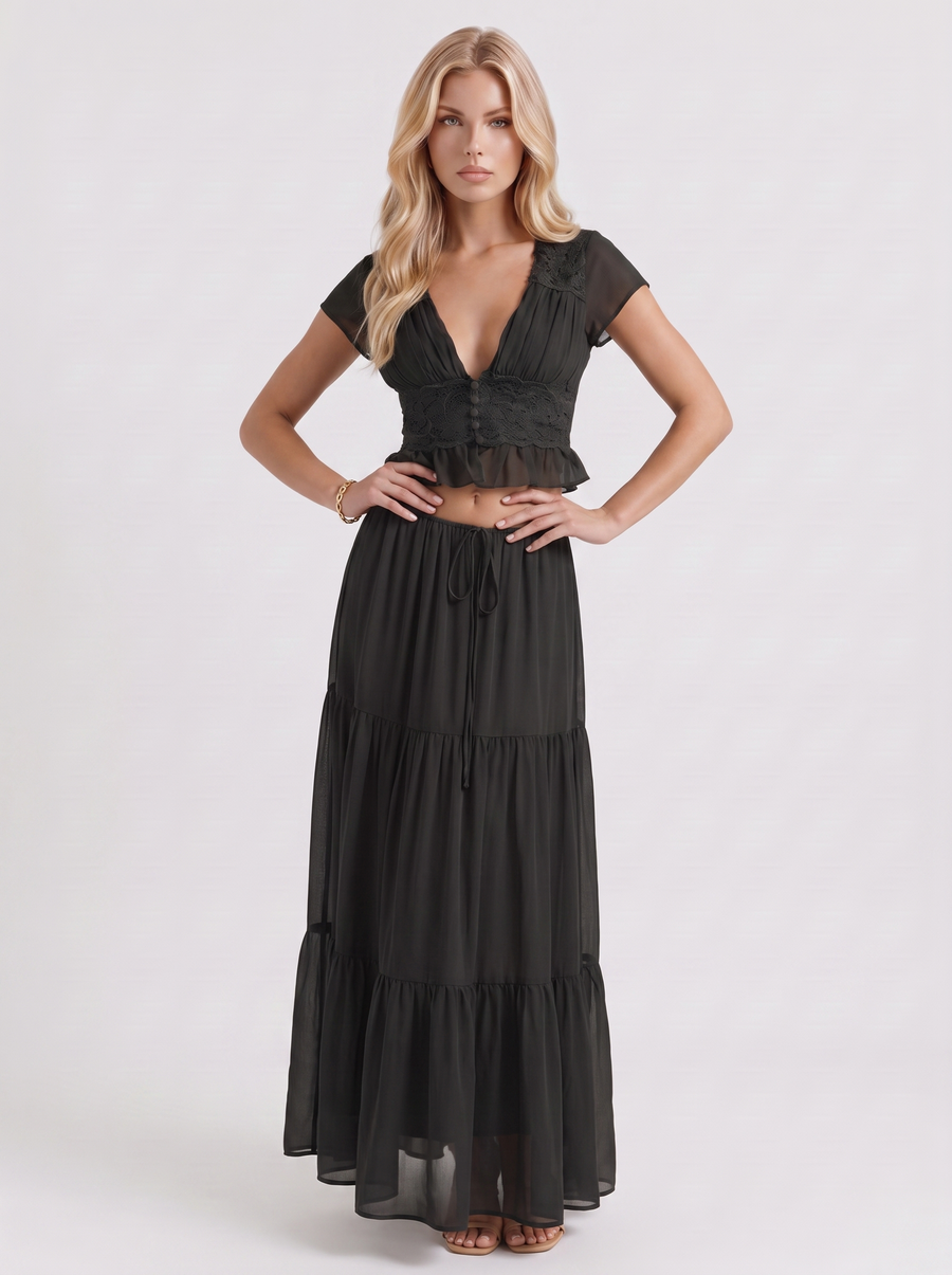 Talia Skirt Set - Black