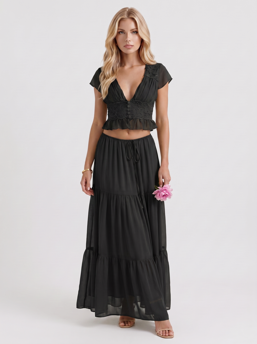 Talia Skirt Set - Black