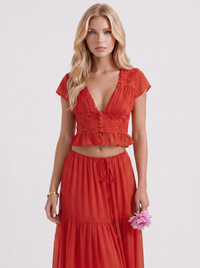Talia Skirt Set - Red