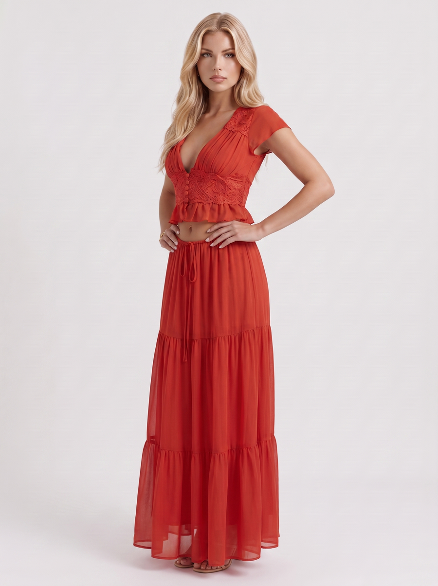 Talia Skirt Set - Red