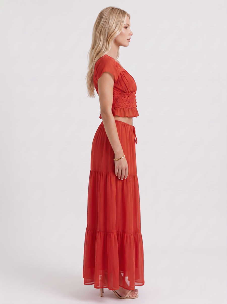 Talia Skirt Set - Red