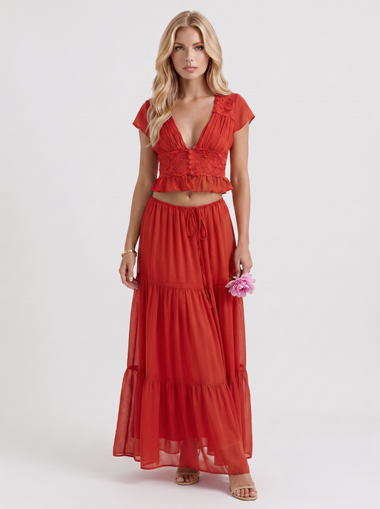 Talia Skirt Set - Red