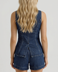 Vanya Denim Shorts Set - Blue