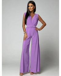 Kendra | Women's Deep V-Neck Wide Leg Jumpsuit
