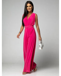 Kendra | Women's Deep V-Neck Wide Leg Jumpsuit