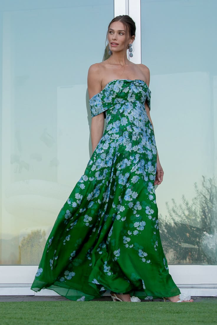Kennedy Gown Kelly Green Degrade Florals