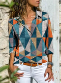 Kieran | Women's Geometric Print Long Sleeve Button Shirt