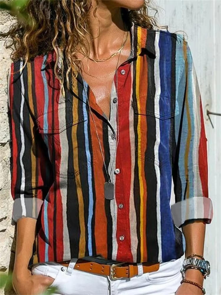 Kieran | Women's Geometric Print Long Sleeve Button Shirt