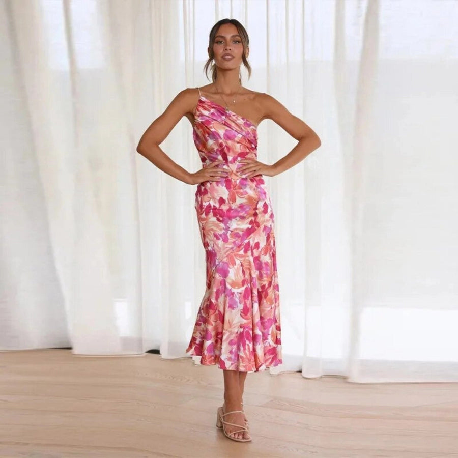 Kimara | Women's One Shoulder Floral Midi Dress