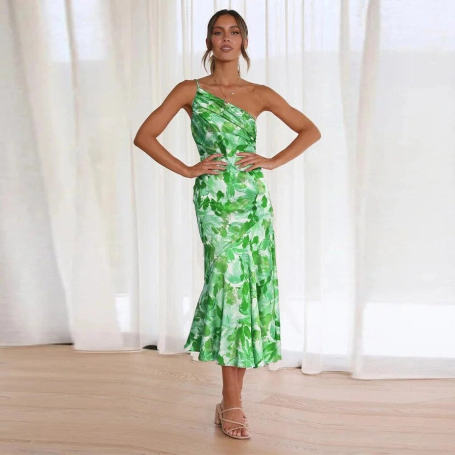 Kimara | Women's One Shoulder Floral Midi Dress
