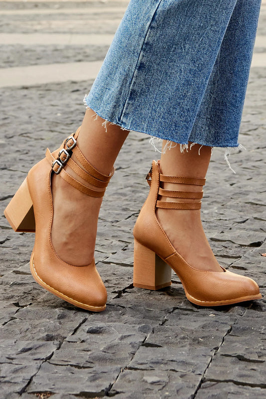 Kinsley | Women's Block Heel Ankle Strap Boots