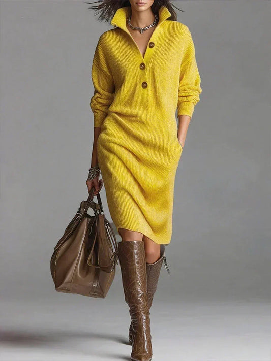 Kira | Women's Button Front Long Sleeve Midi Dress