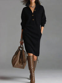 Kira | Women's Button Front Long Sleeve Midi Dress
