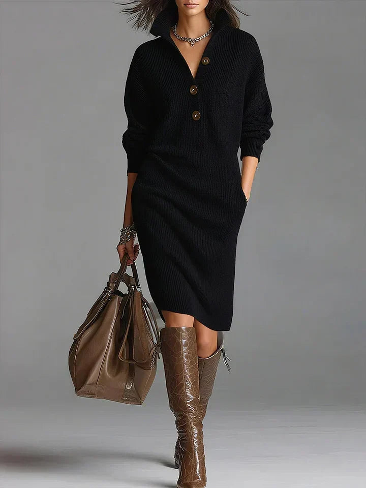 Kira | Women's Button Front Long Sleeve Midi Dress