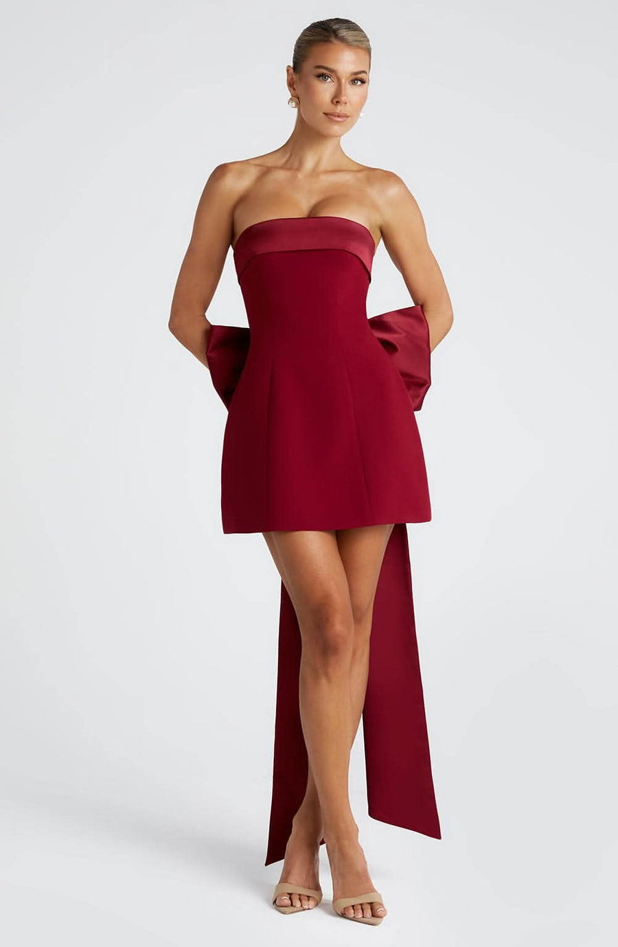 Alana Mini Bow Dress Wine
